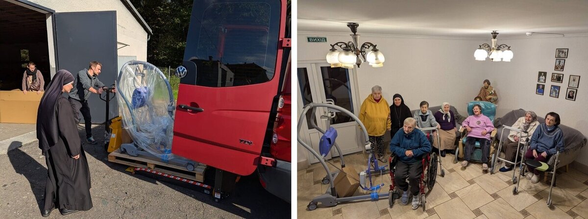 Pořízení a převoz zvedáku a dalších kompenzačních pomůcek a zdravotnického materiálu do Domova důchodců v Ternopilu.